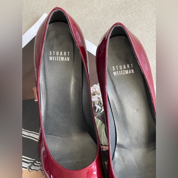 Stuart Weitzman Burgundy / Ruby Red 4” Patent Leather Stiletto Pumps Size 8 - Picture 8 of 16